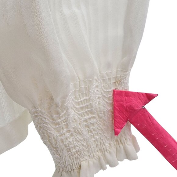 Vintage Chessa Davis Womens Small Top Blouse Striped Ivory Long Sleeve Button - Picture 7 of 13